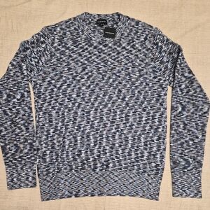 Club Monaco Blue Woven Cotton Crew Neck Sweater